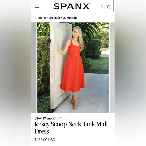SPANX | Dresses | Spanxsmoothjersey Scoop Neck Tank Midi Dress | Poshmark